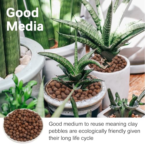 3LB Leca Explanded Clay Pebbles, 14-16mm Lightweight Expanded Clay Aggregate for Hydroponic Growing, Premium Grow Media for Orchids, Aquaponics Plants and Horticultural Drainage, Natural