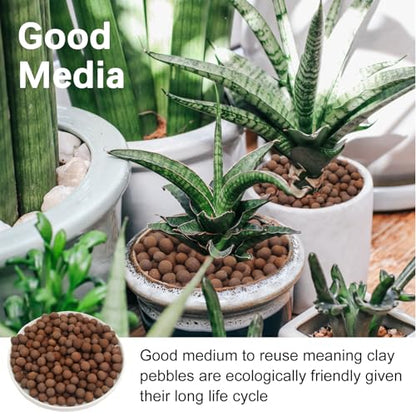 3LB Leca Explanded Clay Pebbles, 14-16mm Lightweight Expanded Clay Aggregate for Hydroponic Growing, Premium Grow Media for Orchids, Aquaponics Plants and Horticultural Drainage, Natural