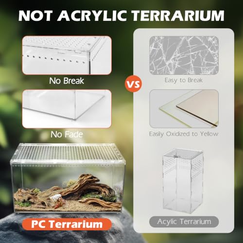 AZV Escape Proof Tarantula Enclosure,Polycarbonate Hermit Crabs Tank Large - size: Large(11.81*7.87*5.90inch)