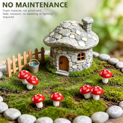 100 Pcs Mini Red Mushrooms for Fairy Gardens, Miniature Realistic Mushroom Accents, Bendable Wire Stem Foam Mushroom Decor for Terrariums, Bonsai, Micro Landscape, DIY Crafts & Fish Tanks Decoration