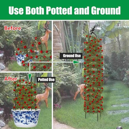2-Pack 6FT Garden Obelisk Trellis for Climbing Plants,70”Metal Plant Support Tower, Heavy Duty Thickened Tube,Rustproof Black Flower Stand for Vines, Roses, Outdoor & Indoor Use - size: 12.6“x70”-2 PCS