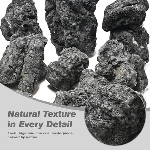 Black Lava Rocks 30lb Natural Volcanic Stones for Aquarium Fish Tank Terrarium Reptile Habitat Fire Pit Garden Landscaping Decor,10-12 Pcs 4-9 inches - size: 30LB(10-12pcs)4-9in.