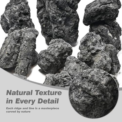 Black Lava Rocks 30lb Natural Volcanic Stones for Aquarium Fish Tank Terrarium Reptile Habitat Fire Pit Garden Landscaping Decor,10-12 Pcs 4-9 inches - size: 30LB(10-12pcs)4-9in.