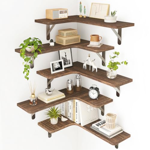 Fixwal Conner Floating Shelves for Wall Decor, Dark Carbonized Black 5pcs - color: 2-dark Carbonized Black