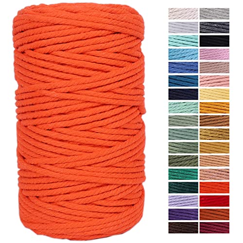 Orange Macrame Cord 4mm x 109 Yards, Colored Cotton Rope for Crafts, Wall Hanging, Plant Hangers, Decorative Projects - color: Orange, size: 4mm x 109yards