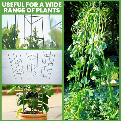 6 Pack Tomato Cage for Garden, 48 Inches Metal Garden Stakes, Plant Support Cages Trellis for Garden and Pots, Tomato Trellis for Potted Plants, Trellis for Climbing Plants Outdoor,Green