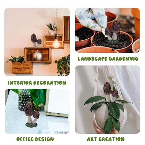Miniature Mushroom Figurines Decorations, Small Resin Morel Mushrooms Statue, 3 Pieces Lawn Fairy Wild Garden Resin Bonsai Craft Decor for Home DIY Micro Fairy Garden Landscape - style: 1 style - 3 Pcs