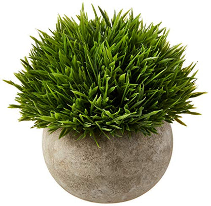 Ogrmar Mini Plastic Faux Plants in Pot/Small Topiary Shrubs Green Grass | Small Fake Plant in Pot Fake Greenery No Maintenance Needed, Lightweight, Adds Natural Style to Bathroom, House Decorations - color: Green Grass