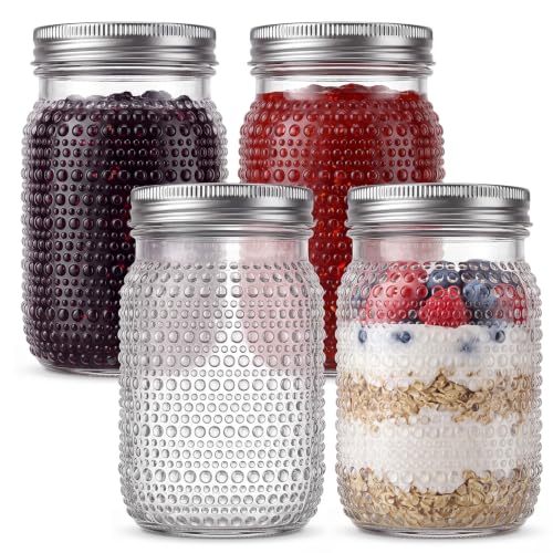 WELLIFE Mason Jars 32 oz, 4 Pack Quart Mason Jars Wide Mouth for Pickling, Canning, Fermenting and Food Storage, Microwave & Dishwasher Safe - color: Clear Dot Mason Jars 32oz-4Pcs
