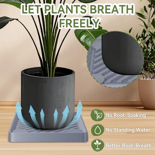 12.2" SquarePlant Caddy Beige with Hidden Wheels & Garden Tools Set | 2-Pack 250 LBS Heavy Duty Plant Caddy with 360° Silent Wheels for Large Planters & Heavy Items Indoors/Outdoors - size: 12.2 Inch - Grey (2 Pcs)