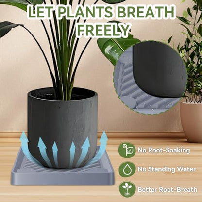 12.2" SquarePlant Caddy Beige with Hidden Wheels & Garden Tools Set | 2-Pack 250 LBS Heavy Duty Plant Caddy with 360° Silent Wheels for Large Planters & Heavy Items Indoors/Outdoors - size: 12.2 Inch - Grey (2 Pcs)