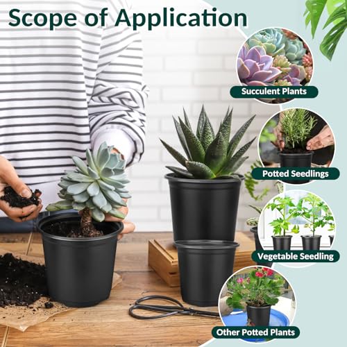120 Pcs Small Plastic Palnt Pot, 4 5 6 Inch Nursery Pots with Drainage, Seedlings Starter Pots for Plants, Great for Herbs, Cuttings, and Starter Plants (120 pcs,456 inch) - size: 456 inch