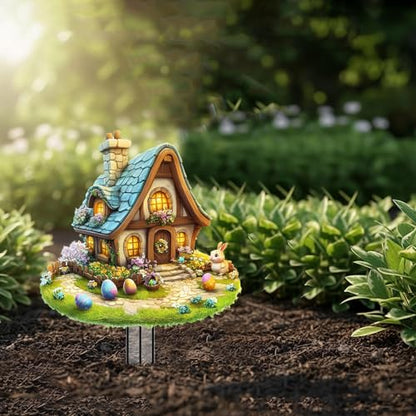 House Garden Stakes Decor Yard Acrylic - 2D Spring Garden Acrylic Sign Decoration, Yard Art, Gift for Nature Lovers, for Indoor & Outdoor Flower Pots, Yard, Mini Gardens & Lawn (5.9”x5.9”) Y23