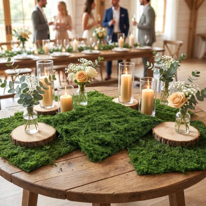 Moss Mat 11.81 X 11.81 Inches Dark Green Artificial Moss Table Runner