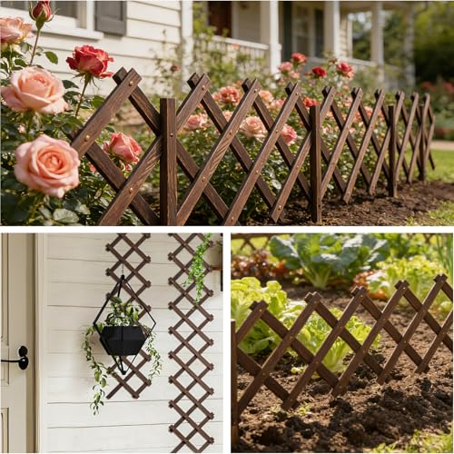 Expandable Garden Fence, Wood Lattice Panels for Outside, Trellis for Climbing Plants Outdoor for Climbing Plants Such as Ivy and Roses, As Well as Decorating Garden Terraces and Rooms (2)