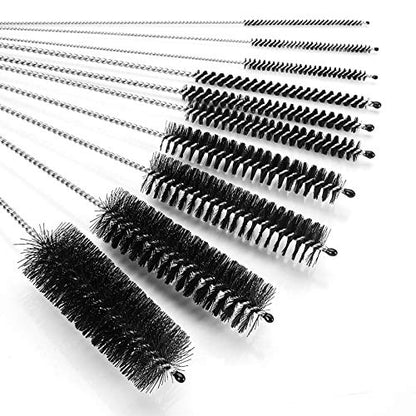 CiaraQ Bottle Cleaning Brushes, 8 Inch Nylon Tube Brush Set, Cleaner for Narrow Neck Bottles Cups with Hook, Set of 10pcs (Pack of 3) - color: Black, size: 8.0 Inch (10pcs) (Pack of 3)