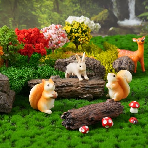 43 Pcs Mini Fairy Garden Accessories Outdoor Kit, Fairy House Accessories Including Resin Animals, Miniature Figurines Micro Landscape Ornaments, Fairy Garden Starter Kit for DIY Dollhouse