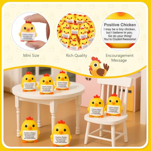 Gejoy 25 Pcs Mini Rubber Chicken Toys Positive Mini Chickens Figures | Tiny Figurines to Hide, Chicken Gifts with Motivational Quote, Birthday Encouragement Gifts for Coworker Desk Decor - style: Chicken