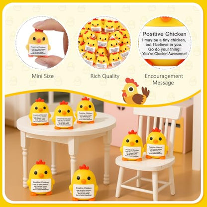 Gejoy 25 Pcs Mini Rubber Chicken Toys Positive Mini Chickens Figures | Tiny Figurines to Hide, Chicken Gifts with Motivational Quote, Birthday Encouragement Gifts for Coworker Desk Decor - style: Chicken