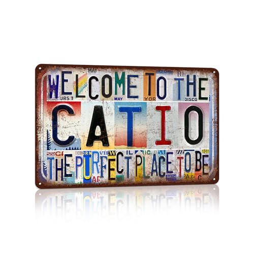 Vintage Welcome To The Catio The Perfect Place To Be Wall Decor | Wall Decor Metal Sign Tin Signs - color: Welcome-A-06