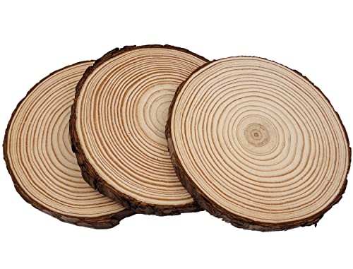 Unfinished Natural with Tree Bark Wood Slices 9 Pcs 5.1-5.5inch Disc Coasters Wood Coaster Pieces Craft Wood kit Circles Crafts Christmas Ornaments DIY Crafts with Bark for Crafts Rustic Wedding - size: 9Pcs 5.1-5.5inch