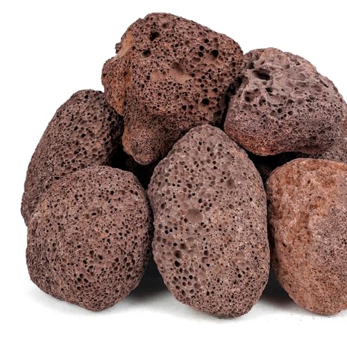 Onlyfire 10Lbs Large Red Lava Rock for Fire Pit/Fireplace/Landscaping - color: Red, size: 2.75-5 inch