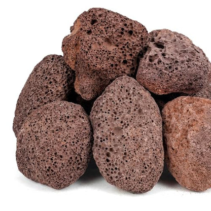 Onlyfire 10Lbs Large Red Lava Rock for Fire Pit/Fireplace/Landscaping - color: Red, size: 2.75-5 inch