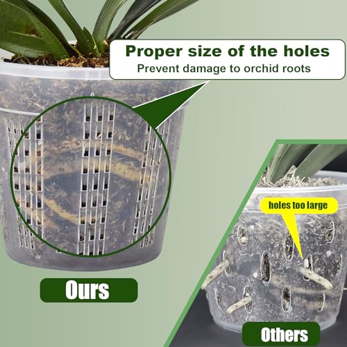 Orchid Pots, 9 Pack Orchid Pots with Holes and 12Pcs Plant Stakes, 3 Each of 4.3",5.5",6.1" Clear Plastic Plant Pot for Indoor Outdoor Plants(3 Each of 4.3",5.5",6.1") - style: 3 Each of 4.3", 5.5", 6.1"