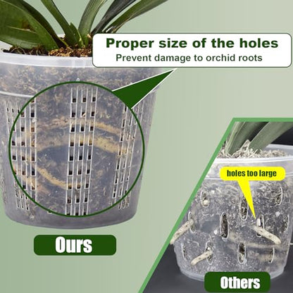 Orchid Pots, 9 Pack Orchid Pots with Holes and 12Pcs Plant Stakes, 3 Each of 4.3",5.5",6.1" Clear Plastic Plant Pot for Indoor Outdoor Plants(3 Each of 4.3",5.5",6.1") - style: 3 Each of 4.3", 5.5", 6.1"