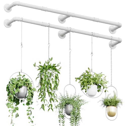 Bamworld Window Plant Hanger Indoor 63in 2PCS Hanging Planters for Indoor - color: 2pcs, White