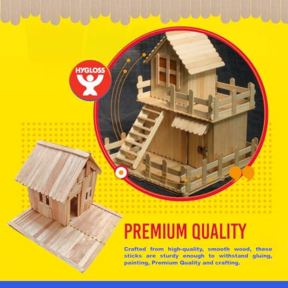 Hygloss Natural Wood Jumbo 6-Inch Craft Sticks – 500 Count - Smooth and Splinter-Free Jumbo Popsicle Sticks Ideal for Ice Cream Pop Sticks, Treat, DIY Projects, Crafting, Games, Home and School Use - color: Natural Wood, size: 6-Inch Standard, style: 500
