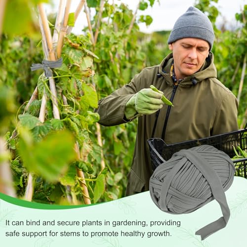 M METERXITY 1-Pack Garden Twine, 98 Feet Stretchy Gardening Tape for Climbing Plants/Tomatoes/Fruit Trees/Gardeners, Green Cloth Plant Ties [Dark Grey] - color: Dark Grey