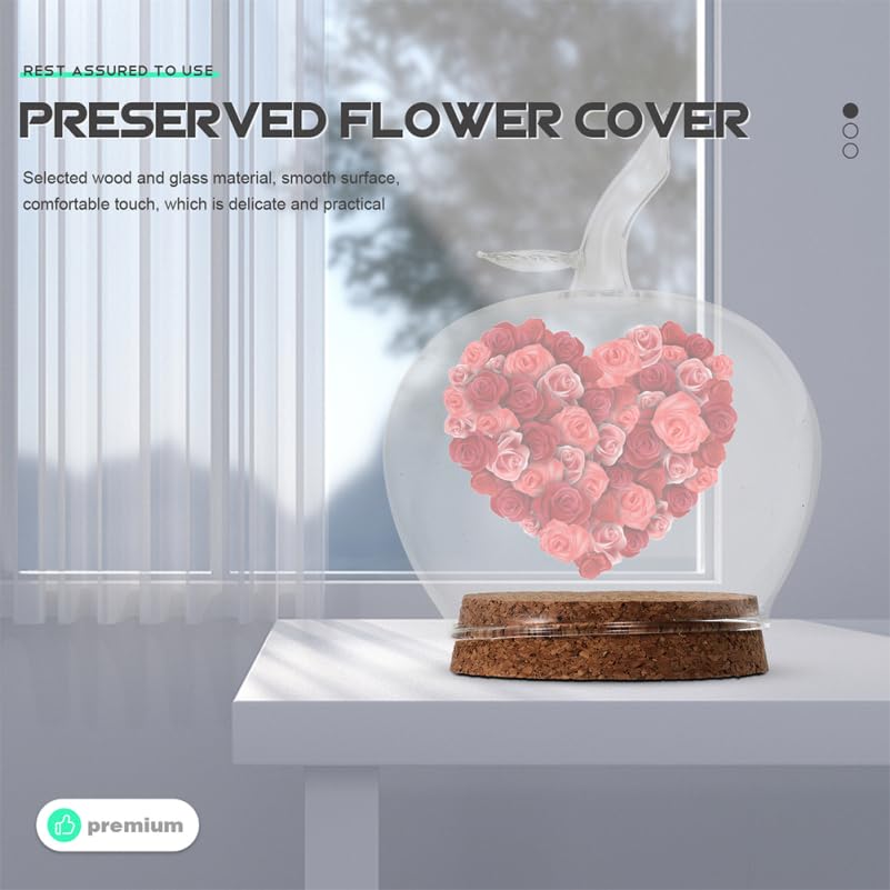 Homsfou Decorative Glass Dome with Cork Tray 6.29X5.31X5.31In Clear Glass Cover for Preserved Flowers Candles Succulents Home Decor and Wedding Centerpiece