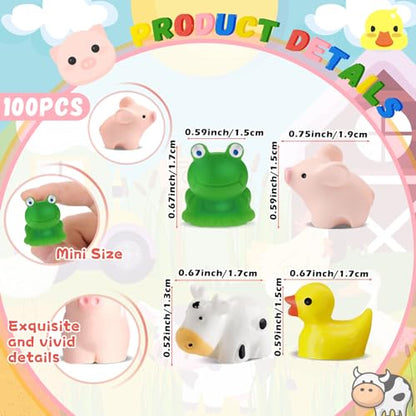 Marsui 100 Pcs Miniature Animals Resin Mini Frogs Horse Ducks Flamingos Cows Pigs Figurines DIY Miniature Garden Accessories Fairy Dollhouse Aquarium Potted Crafts for Home Decor (Little Animals)