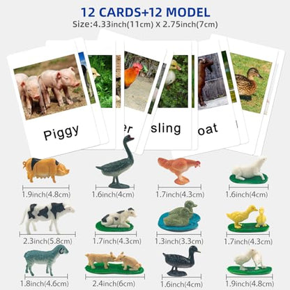 MEROCO Montessori Farm Animals Matching Cards Kids Preschool Toys | Mini Plastic Barn Figurines Set Toddlers Classroom Learning language materials - style: Farm Animal