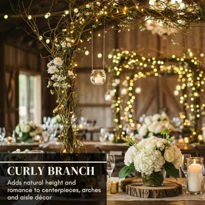 7 Thick and Tall Natural Curly Willow Branches for Decor, 3-4 Feet Long - Wedding or Christmas Decor, Wreathmaking (7 Branches)
