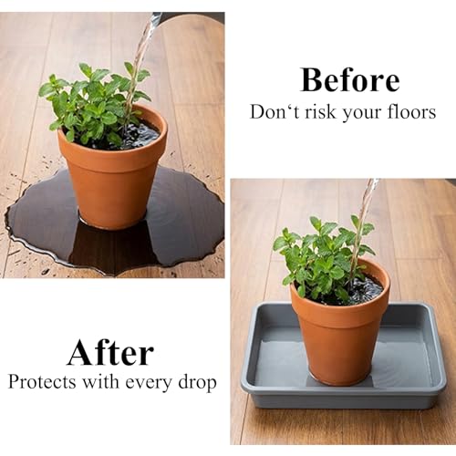 10 Pack Square Plant Saucer 10 Inches Plant Trays to Catch Water, Gray - color: Gray, size: 10 Inch