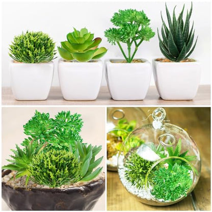 QUOZUO Succulents Plants Artificial, 14pcs Green Succulents Plant, Mini Fake Succulents for DIY Crafting Home Garden Office Party