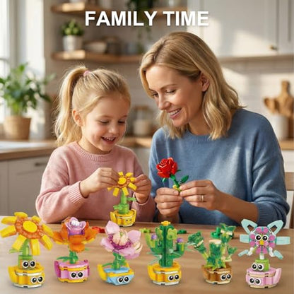 12-in-1 Flower Building Set, Botanical Collection Floral Decor Kit, Creative STEM Toy Christmas Birthday Easter Gift for Kids Girls Boys 6+ Years Old