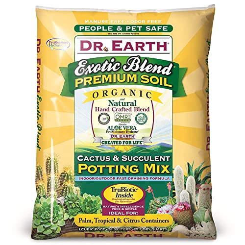 Dr. Earth 810 Exotic Cactus & Succulent Soil, 8 Quart, Natural