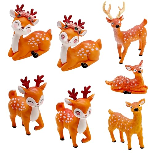 Cayway 7 PCS Deer Fairy Garden Accessories, Micro Landscape Miniature Deer, Micro Landscape Ornaments DIY Kit for DIY Craft Modeling Decor Micro Landscape - color: Deer