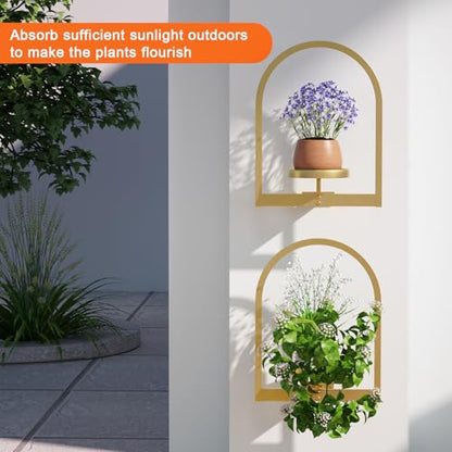 Flenpptly Wall Plant Holder, Wall Planter for Indoor Plants, 2 Pack Gold - size: 2 Pack-Gold