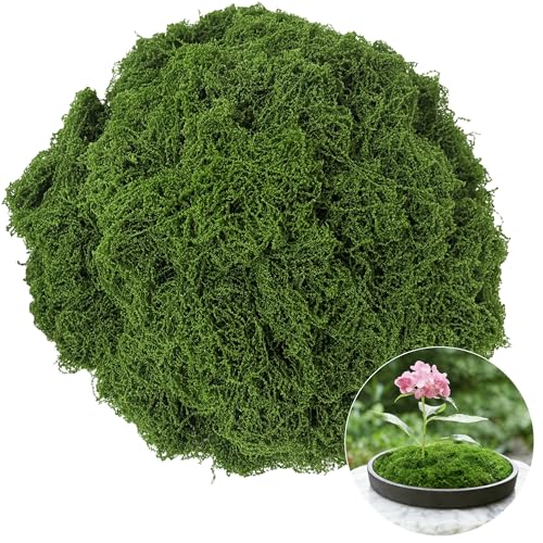 Fake Moss for Potted Plants Artificial Green Floral Moss Filler for Crafts | Artificial Floral Moss for DIY Table Centerpieces Faux Moss Filler for Indoor Outdoor Fairy Gardening Decor Craft Green Moss - color: Dark Green-5.3oz
