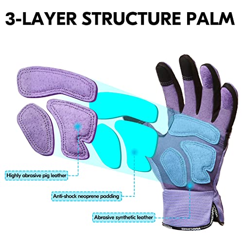 Vgo... Gardening Gloves Ladies,Safety Work Gloves,Touchscreen(Size M,Purple,SL7471) - color: Purple, size: Medium