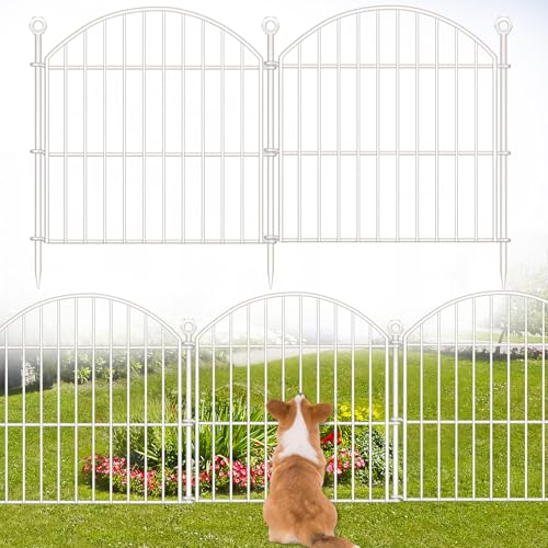 Decorative Garden Fence, 24in (H) x 20ft(L) No Dig Fence - color: White, size: 24 in(H)