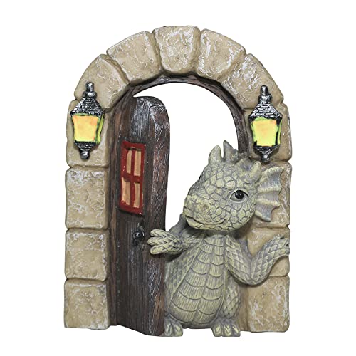 Dragon Garden Ornament Resin Craft Ornament Statue Fairy Door Yard Art - color: Open the Door