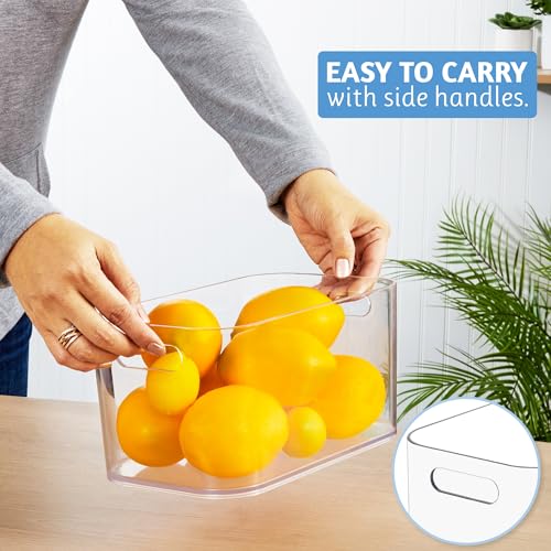 STORi Bliss 10" x 6" Open Clear Pantry Organizer Bin, Set of 4, Plastic Containers with Handle for Kitchen, Fridge, Cabinet, Closet, Bathroom, Undersink Storage Made in USA - style: Set of 4