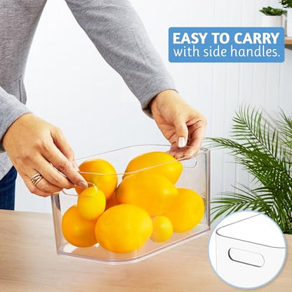STORi Bliss 10" x 6" Open Clear Pantry Organizer Bin, Set of 4, Plastic Containers with Handle for Kitchen, Fridge, Cabinet, Closet, Bathroom, Undersink Storage Made in USA - style: Set of 4