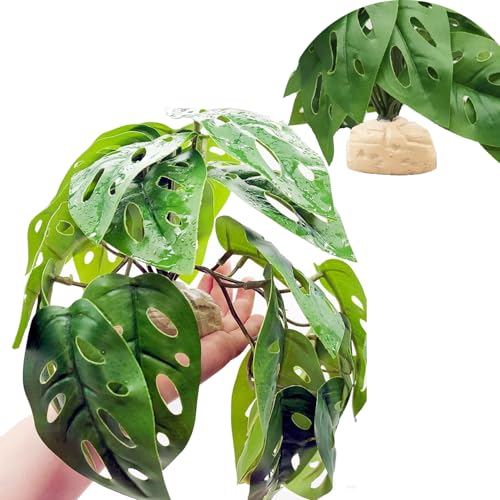 Fake Reptile Plants for Terrarium,Habitat Decor,Artificial Plant - color: Swiss Cheese