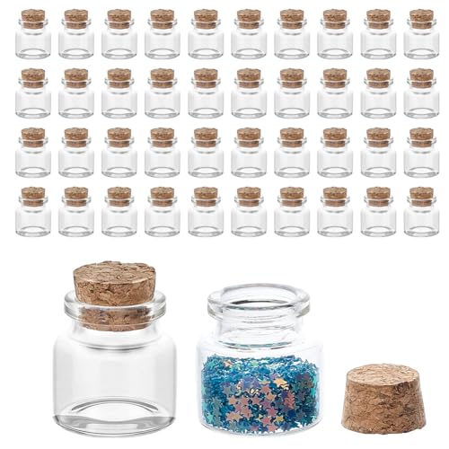AHANDMAKER 100Pcs Glass Bottles with Cork Stoppers for Spell Bottles, 0.35 oz 10ml Clear Small Glass Jars Mini Jars for DIY Crafts Spice Storage Plant Propagation Witchcraft Supplies